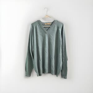 Raffi Men's 100% Blue Cashmere V-Neck Pullover Sweater XL